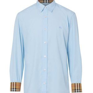 Pale blue  men's burberry william long sleeve button down shirt